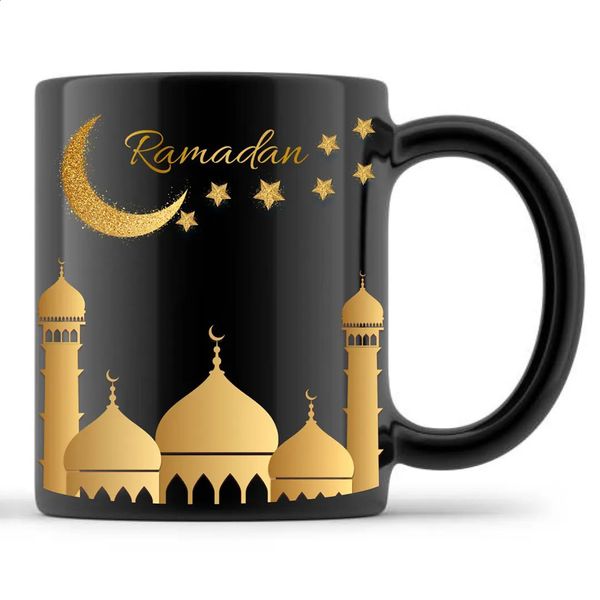 Vendre 11 oz Coffee Milk Tea Ramadan Boîte cadeau en porcelaine en porcelaine noire 240407