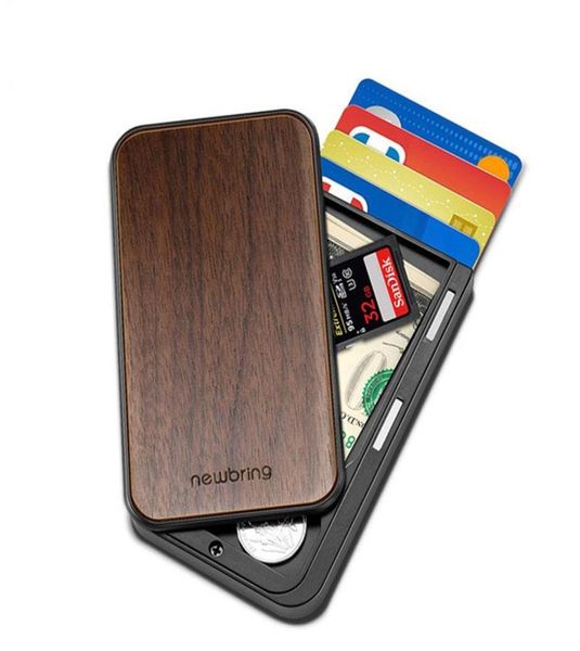 Vente 2021 NewBring Slide Credit Card Holder Nouveauté Portefeuille avec couverture en bois Slim Front Pocket RFID Money Clip pour Men337e8044862