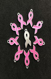 Verkoop van 20oCSlot Pink Cancer Breast Awareness Ribbon bengelen charmes met zilveren diy charmes voor zwevende medailles hanger4637006