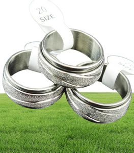 Verkopen 20 stuks Frosted roestvrij staal Dubbellaags Spin Draaien Heren Dames Zilveren Ringen Hele Veel A3092955504