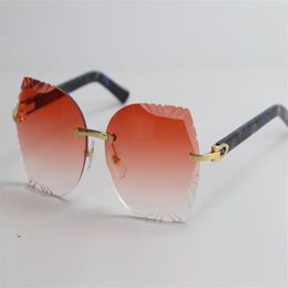 Verkoop 8200762 Randloze marmeren plankzonnebril Hoge kwaliteit Nieuwe vintage bril buiten rijden bril ontwerp C Decoratie Fash288E