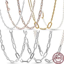 Vendre 925 Serling Silver Exquis ME Série Pearl Perle Original Womens Ring Chain Collier Engagement DIY BIELLISS DE CHARME DIY 240412