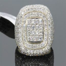 Vendo lindo novo anel masculino de ouro 18K luxuoso cheio de diamantes anel feminino europeu e americano 2961