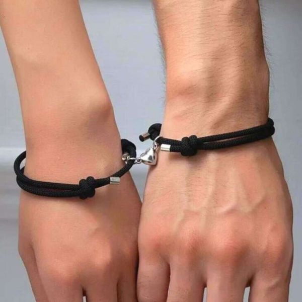 Vente de Bracelet de couple attrayant en alliage de corde chaude noire
