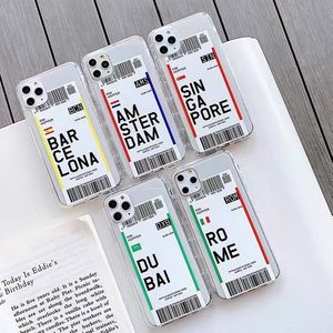 Venta de fundas de teléfono Tpu blandas con diseño de tarjeta de embarque para Iphone 12 6 7 8 X Xr 11 Pro Max peso ligero a prueba de golpes