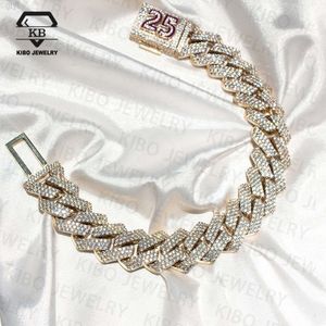 Vente de bracelet pour rappeur hip hop 7 pouces 8 pouces bracelet Moissanite 925 argent / 10k Gold Moisanite Cuban Bracelet Chain de bracelet