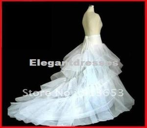 Venta barato diseño único nuevo blanco vestido de novia tren enagua crinolina enagua 3Layers5185438