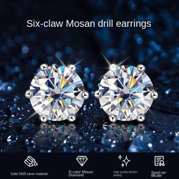 Vente classique polyvalent Dcolor boucles d'oreilles dentelle Six griffes en argent Sterling Aretes De Plata Ley 925 Mujer 231225