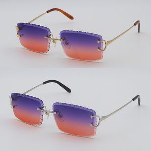 Vente de diamants coupés lentille femmes homme C décoration fil cadre 00920 lunettes de soleil pour femmes hommes sans monture lunettes extérieur nouvelle couleur 57-18-140MM