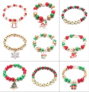 Vente de bijoux de mode noël acrylique perlé enfants Bracelet mignon pendentif de noël bébé filles perle bonne chance 1606 B31957403