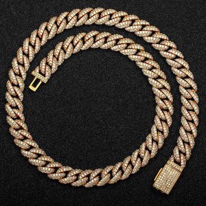 Vente de bijoux de mode Iced Out Metal Material Brass Men Hip Hop Zircon Cuban Link Chain Necklace