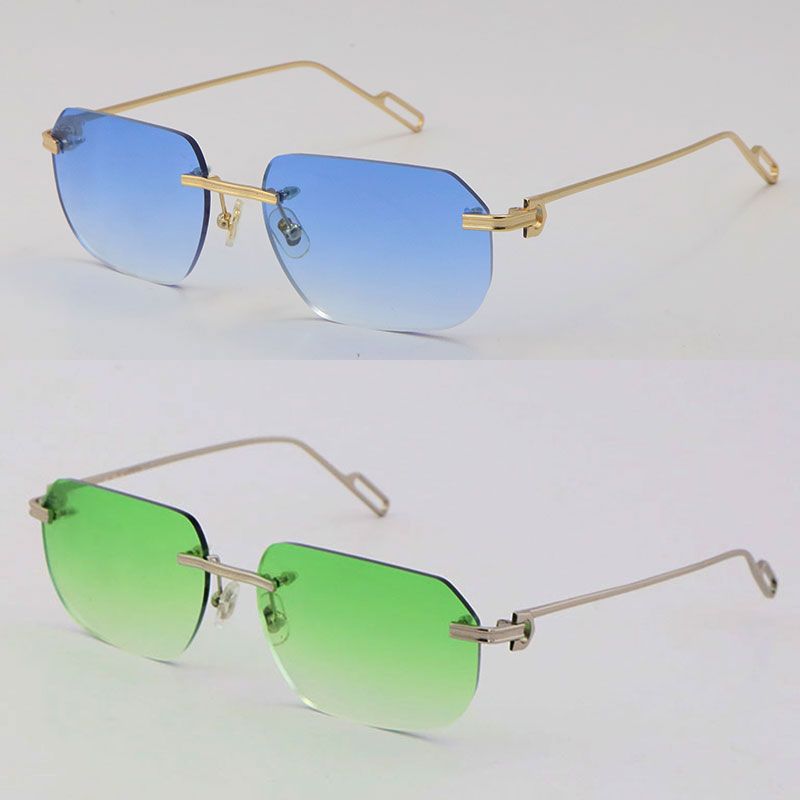 Vente de lunettes de soleil en métal de mode UV400 Protection Holdless 18K Or masculin et femelle lunettes de soleil bouclier rétro lunettes de lunettes de lunettes cadres hommes