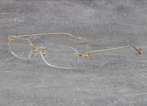 Vendre la protection de la mode Cat Eye Eyeglassses Cames Rimless Metal With C Decoration Wire Frame Eyewear Men Woman Square9035255