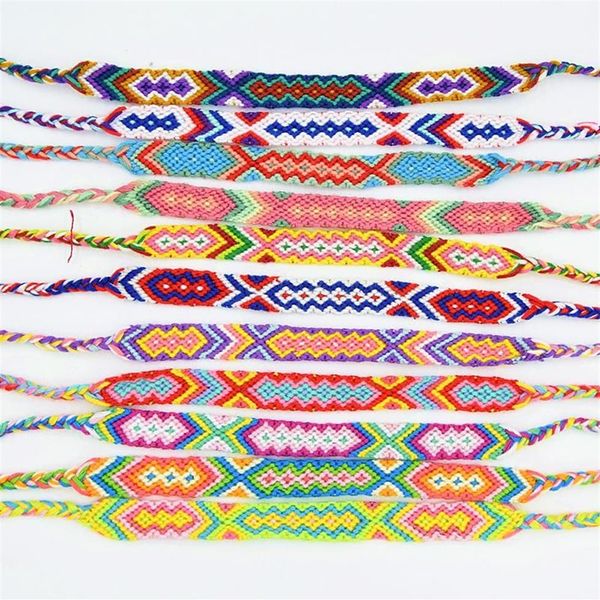 Vente de mode Style Vintage couleurs aléatoires 1 5CM largeur coton tricoté unisexe Bracelet d'amitié été Bracelets324v