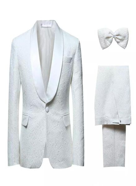 Venta de trajes de boda de moda Color Blanco Tres piezas Juebles CatiPantbow Tada Side Ventilaje impresionante Bridegroom Formal Wears5968783