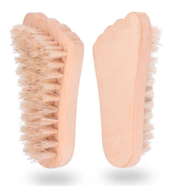 Vendre des poils de traits de type pied brosse à ongles Poix de porc naturels Nettoyage Brosse de massage en bois T9i001197778889