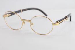 Verkopende bril Vintage Brillen Frame Black Buffalo Horn Optische Klassieke Piloten Metalen Mannen 18K Gold Metalen Frames Maat: 55-22-135mm