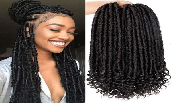 Venta Goddess Faux Locs Curly Jumbo Dreads Trenzas Extensiones de cabello 20 pulgadas Sintético Suave Natural Loc Peinado Crochet Hai5138700