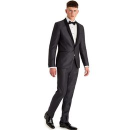 Verkauf von Groomsmen Schal Revers Bräutigam Smoking One Button Männer Anzüge Hochzeit Prom Mann Blazer Bräutigam Jacke Hosen Bogen Ti193n