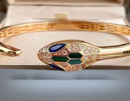 Vente de bijoux de mode de haute qualité Bvri Bracelet de tête de serpent 925 Sterling Silver Plated 18K Diamond Diamond Inralide Snake Bracele3989277546