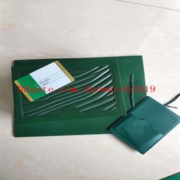 Vente de haute qualité boîte de montre avec sac Super boîte de montre papiers verts hommes cadeau montres boîtes sac en cuir carte 0 8KG294Y