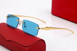 Designer zonnebrillen luipaardkop vierkant Gradient Lenses heren- en damesmodebrillen goud zilver metalen frame frameloos rechthoekig montuur met originele doos