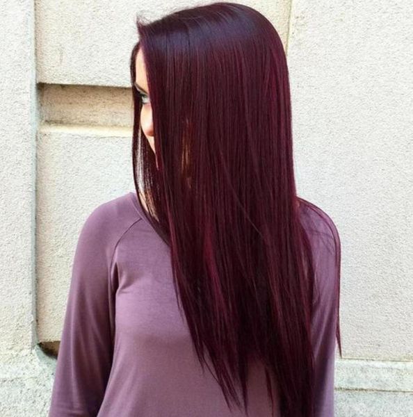 Venta de artículos Borgoña Vino Rojo Color 99J Pequeño liso Bundles Brasil Peruano Malasia Remy Human Hair Extensions8780050