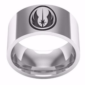 Bague de Film de Couple gravée avec symbole Jedi, en acier inoxydable poli, haute, bijoux, cadeau pour hommes, 2489521