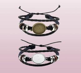 Vente de bijoux DIY Bracelets en cuir multi-couches bracelets en bracelet à vierge ajustement 20 mm rond PO Cabochon Cabochon Plateau juif9393210