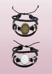 Vente de bijoux DIY Bracelets en cuir multi-couches bracelets en bracelet à vierge ajustement 20 mm rond PO Cabochon Cabochon Plateau juif2854261