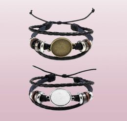 Vente de bijoux DIY Bracelets en cuir multi-couches bracelets en bracelet à vierge ajustement 20 mm rond PO Cabochon Cabochon Plateau juif 2310734