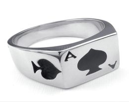 Vente de bijoux pour hommes en acier inoxydable Ring Poker Spade Ace Personnalize Fashion 316L Ring en acier inoxydable5117387