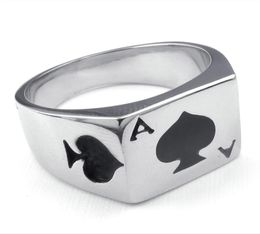 Vente de bijoux hommes en acier inoxydable anneau Poker Spade Ace personnalisé mode 316L en acier inoxydable ring7727013