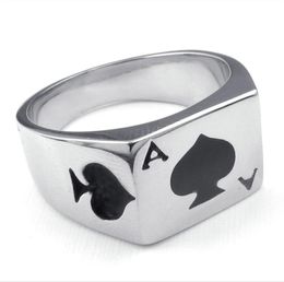 Vente de bijoux hommes en acier inoxydable anneau Poker Spade Ace personnalisé mode 316L en acier inoxydable ring7081169