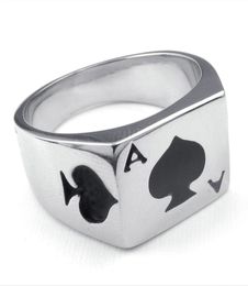 Vente de bijoux hommes en acier inoxydable anneau Poker Spade Ace personnalisé mode 316L en acier inoxydable ring7759845