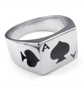 Vente de bijoux pour hommes en acier inoxydable Ring Poker Spade Ace Fashion personnalisée 316L Ringue en acier inoxydable 9636761