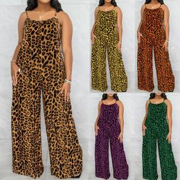 Verkopen Jumpsuit Summer Leopard Print Suarsual Casual Oversized For Women 240423