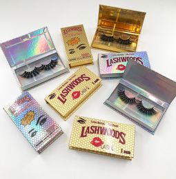 Venta de pestañas caja de paquete de pestañas Fluffy 25 mm Mink Flase Flase Eyelashes Case de rectángulo de madera holográfica personalizada1541669