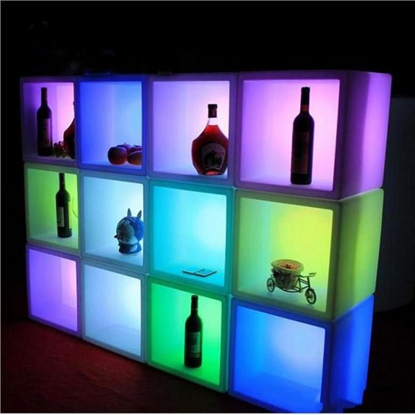 Vente de meubles led étanche Led vitrine 40CMx40CMx40CM coloré changé armoire rechargeable bar kTV disco party dec296S