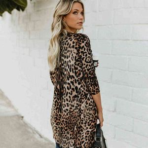vente cardigan imprimé léopard femmes printemps et automne manteau moyen manches longues polyvalent coupe-vent 211207
