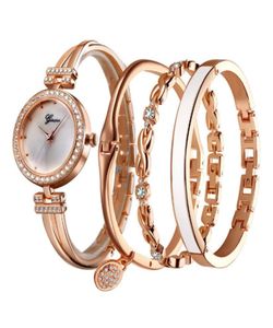 Vendre du luxe 4 pièces Ensemble Femme Watch Diamond Fashion Quartz Montre des bracelets de bracelets pour dames 3981455