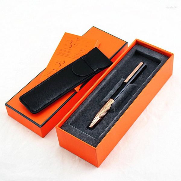 Venta de lujo Rose Gold Metal Roller Bolígrafo Hombres de negocios Escritura Firma Bolsa Bolígrafos Regalo