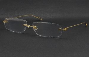 Verkoop mannen vrouwen randloze gouden metalen zonnebril frame Brillen lunettes mode klassieke bril Hoge kwaliteit brillen frames male4402125