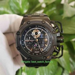 Vente Montre Homme 42mm Survivor 26165 26165IO 00 A002CA 01 Chronographe Workin Montres Noir PVD Boîtier Verre Saphir Cuir B266Q