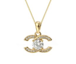 Vente collier CZ 925 Sterling Sier plaqué or Zircon lettre pendentif pour femmes 3903488