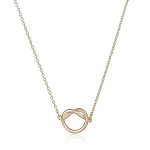 Vente nouveau Maxi Colar Simple amour coeur noeud pendentif Couple bijoux 18 K or et argent plaqué femmes chaîne à maillons pour votre Ang261q