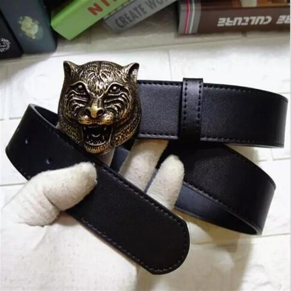 Ceinture noire en cuir véritable pour hommes et femmes, ceinture d'affaires, couleur Pure, motif tigre, boucle, cadeau 280E, nouvelle collection