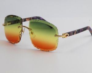 Vente de nouvelles lunettes de soleil en métal dernières mode 3524012B Lunettes de soleil en marbre violet planche sans monture de haute qualité lentille sculptée6486875