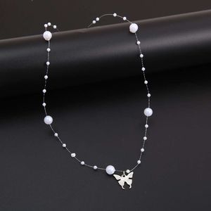 Verkopen Pearl Hot Butterfly Necklace Light en Niche Design High End Collarbone Chain Choker Necklace