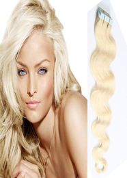 Vente d'extensions de cheveux humains remy 20 pièces bande de vague de corps de trame de peau d'unité centrale dans les extensions de cheveux multi couleur 1624 pouces 8578362